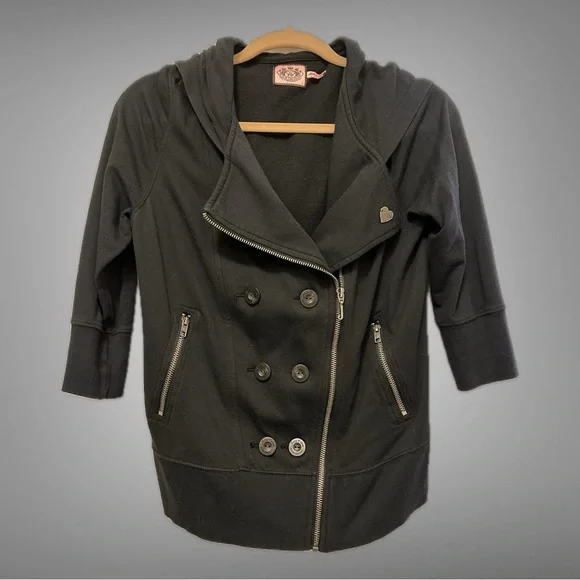 Juicy Couture Black “Biker” Style Jacket Size Large - Picture 5 of 5